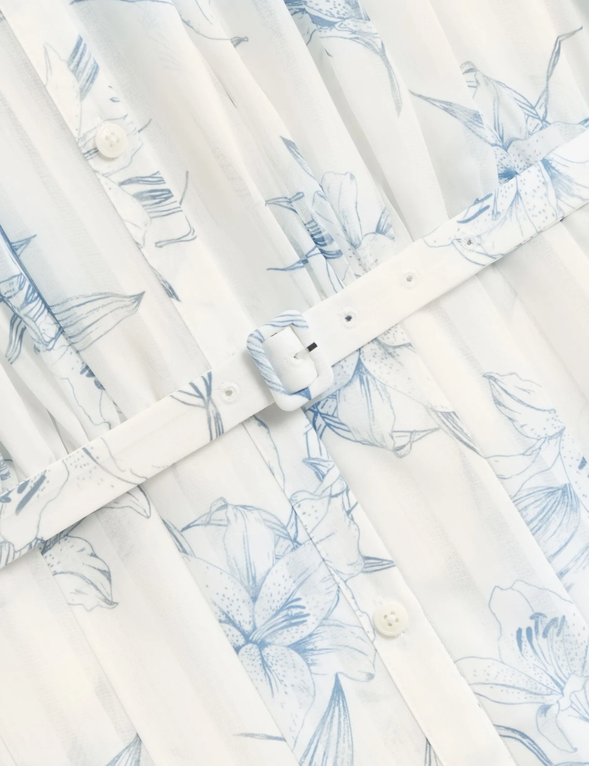 Hemdblusenkleid mit floralem Muster und Falten