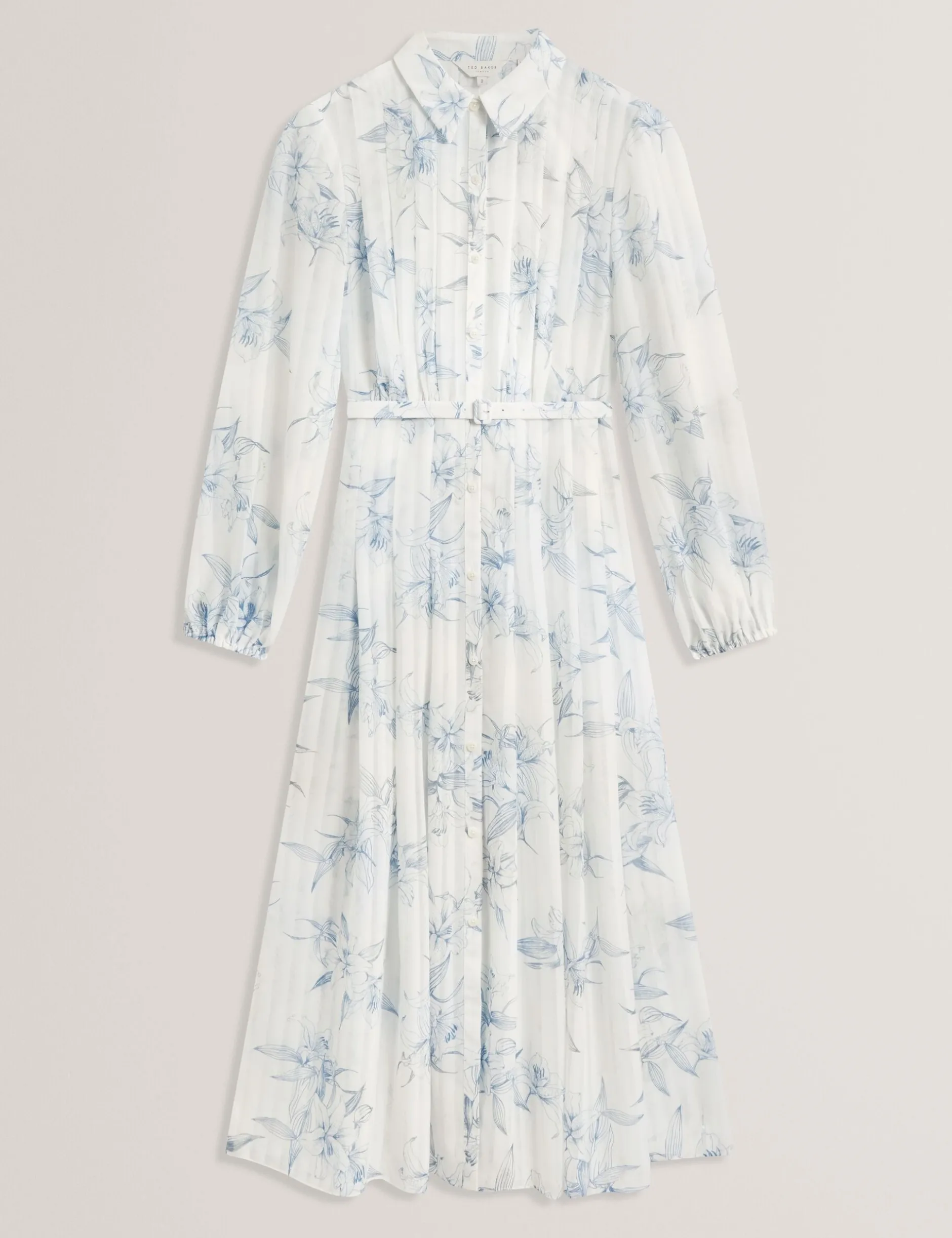 Hemdblusenkleid mit floralem Muster und Falten