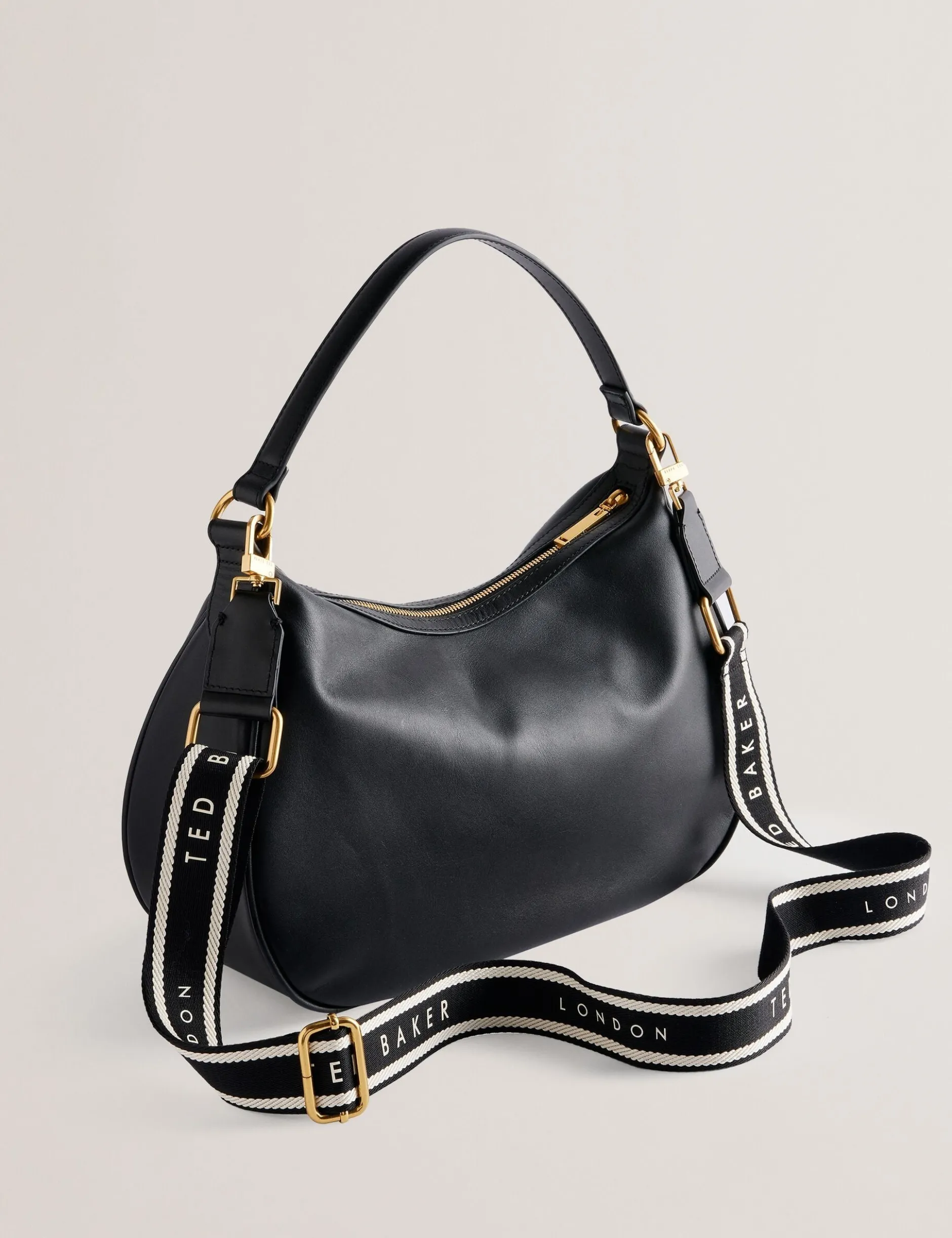 Hobo-Tasche aus Leder mit Gurtband