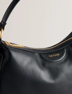 Hobo-Tasche aus Leder mit Gurtband