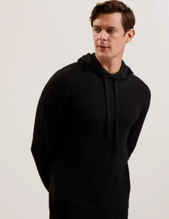 Hoodie aus strukturiertem T-Strick-Wollmischgewebe