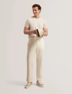 Hose aus geradem Baumwoll-Leinen-Twill