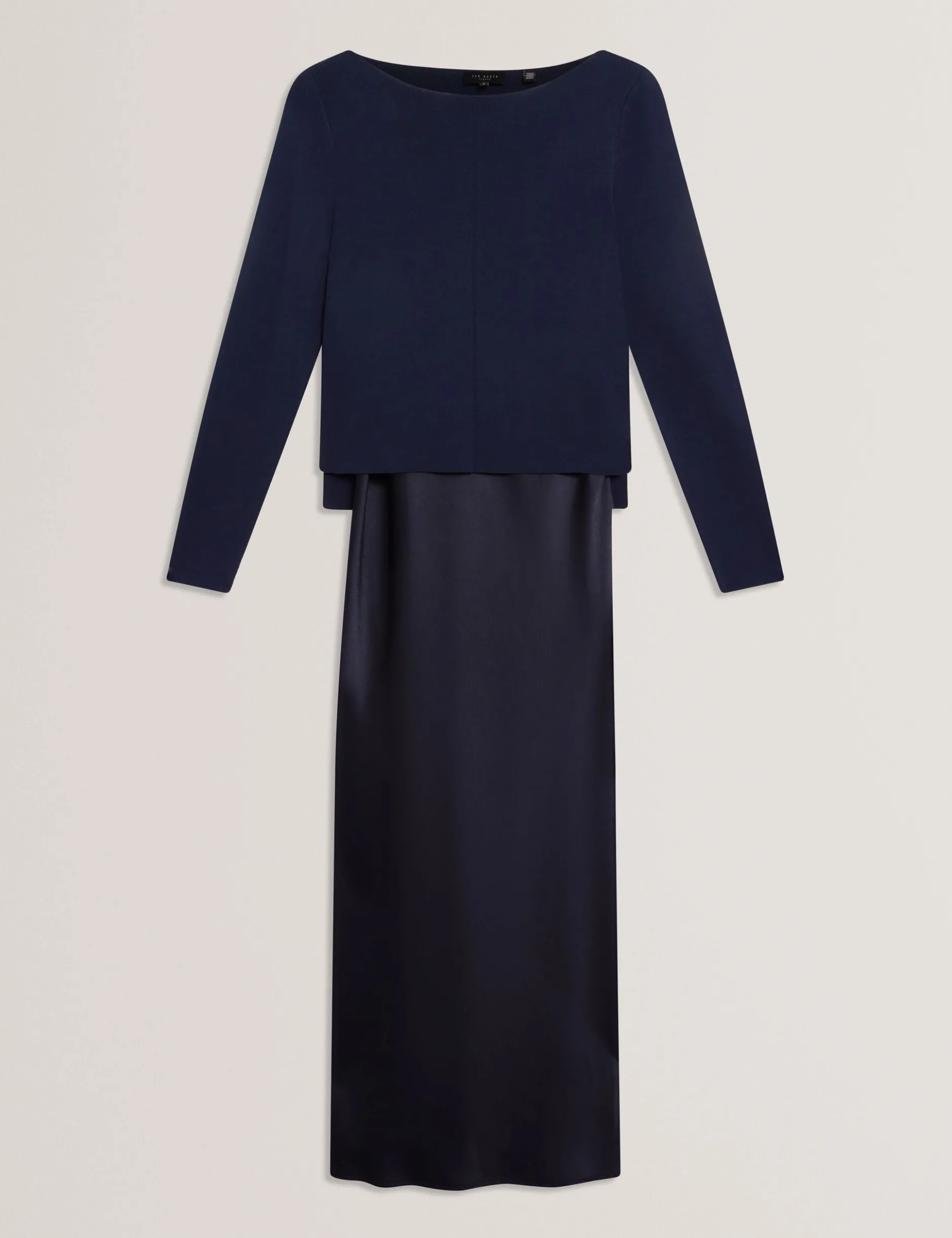2-in-1 Satin-Unterkleid mit Strickoberteil