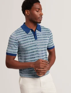 Jacquard-Karo-Strickpolo