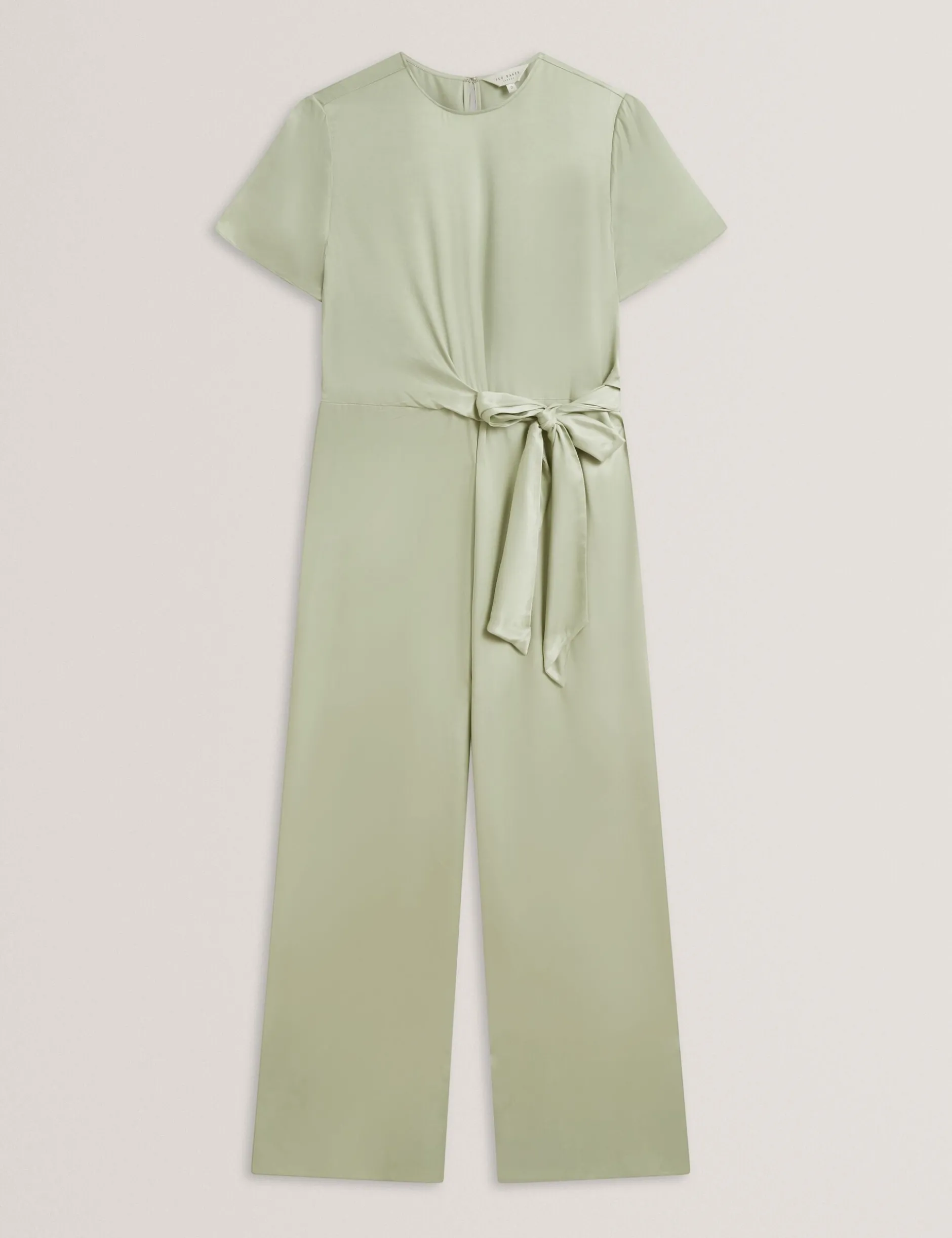 Jumpsuit mit Bindedetails, kurzen Ärmeln und weitem Bein
