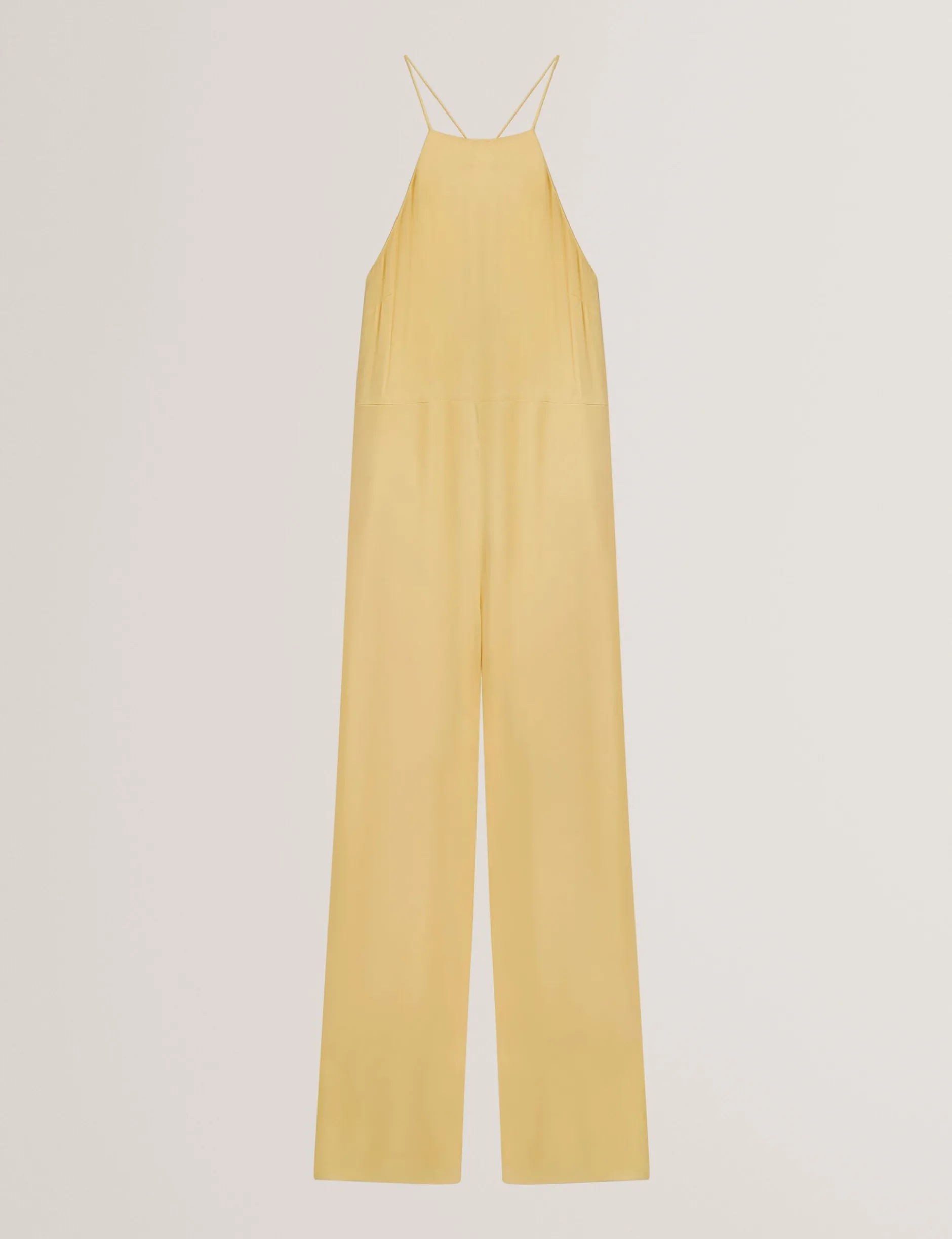 Jumpsuit mit Neckholder und Gürtel, weitem Bein