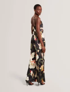 Jumpsuit mit Neckholder und weitem Bein im Nouveau-Print