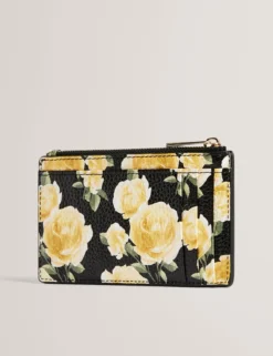 Kartenetui aus Leder mit Rosenmuster und Reißverschluss