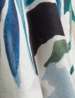 Kastenförmiges T-Shirt aus Leinenmischung mit abstraktem Print