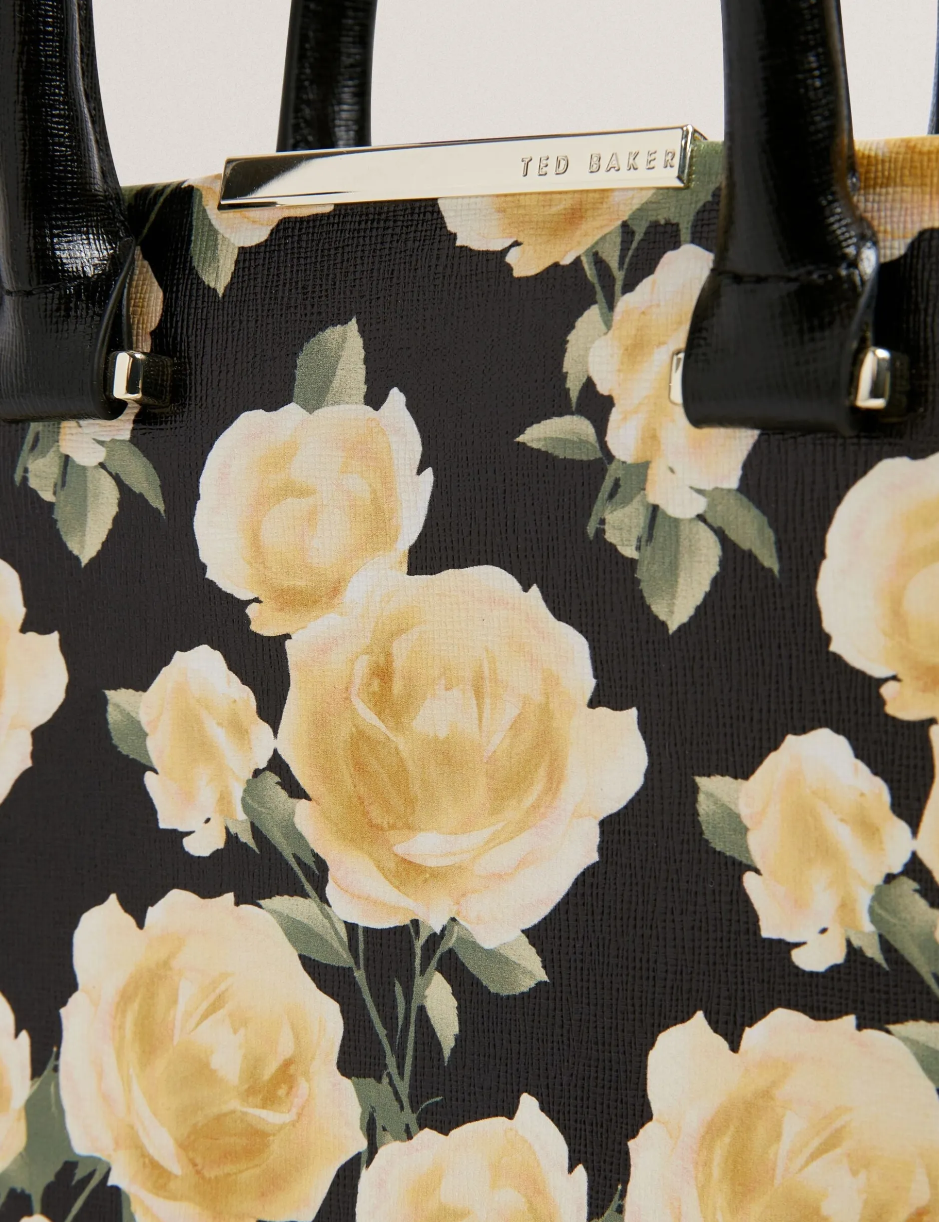 Kleine Leder-Shopper-Tasche mit Rosenprint