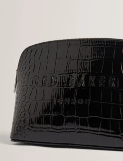 Kosmetiktasche aus Kunstleder in Kroko-Optik