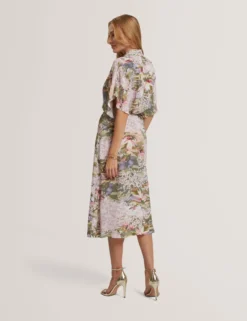 Kurzarm-Hemdkleid mit Seerosenmuster