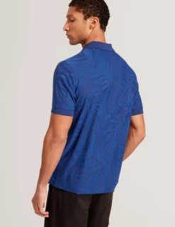 Kurzarm-Polohemd mit Jacquard-Blattmuster