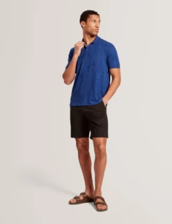 Kurzarm-Polohemd mit Jacquard-Blattmuster