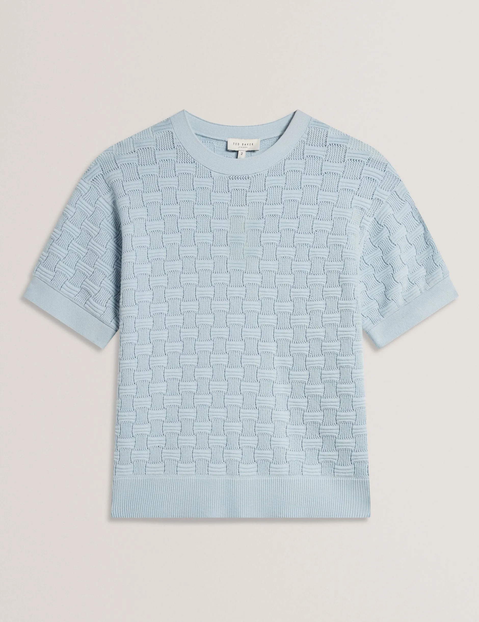 Kurzarm-Top aus strukturiertem Strickmaterial aus Seidenmischgewebe