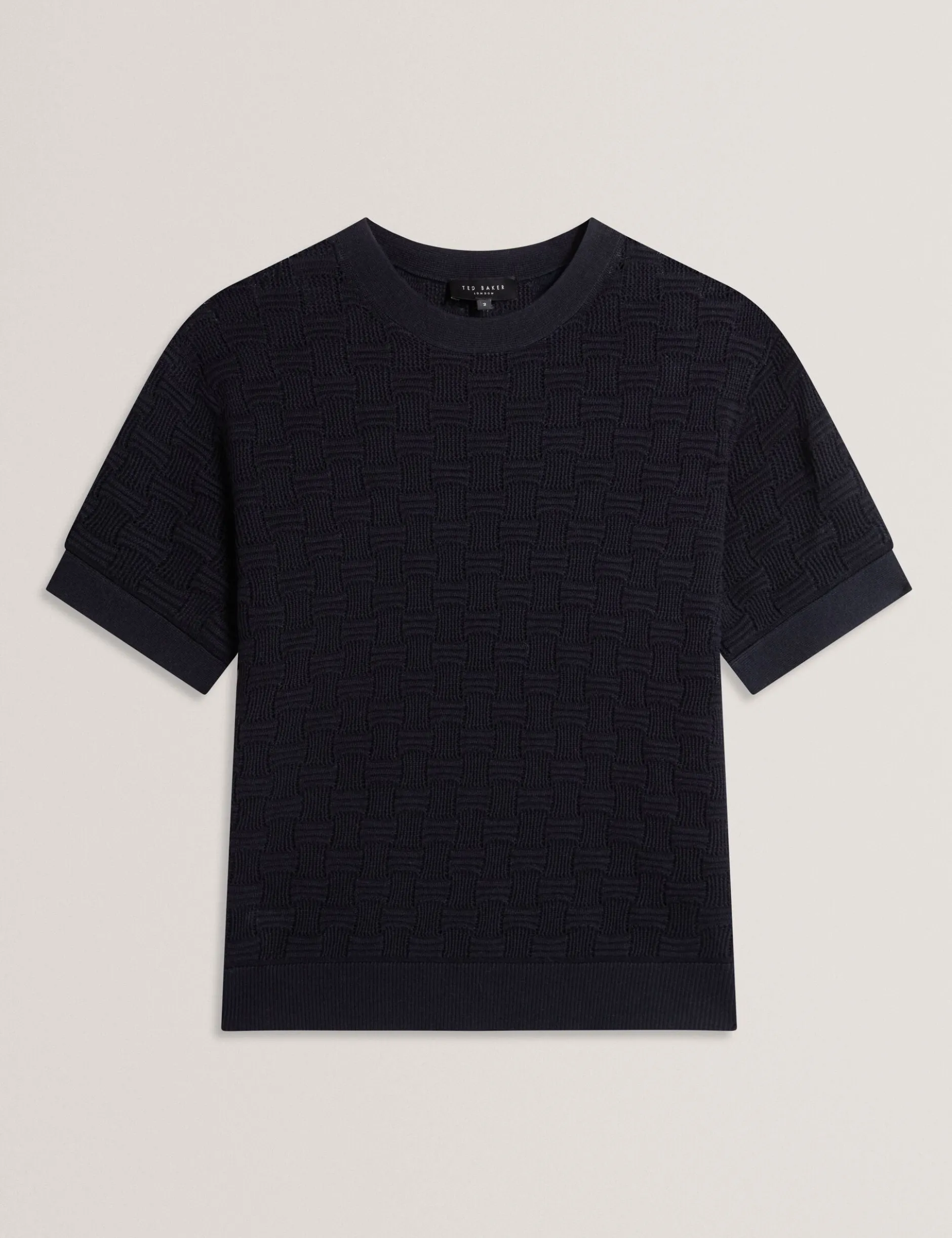 Kurzarm-Top aus strukturiertem Strickmaterial aus Seidenmischgewebe