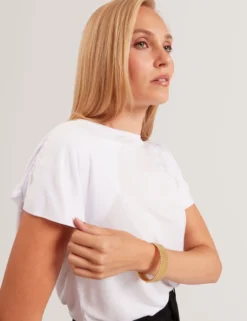 Kurzarm-T-Shirt mit gerafften Schultern