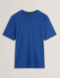 Kurzarm-T-Shirt mit Jacquard-Blattmuster