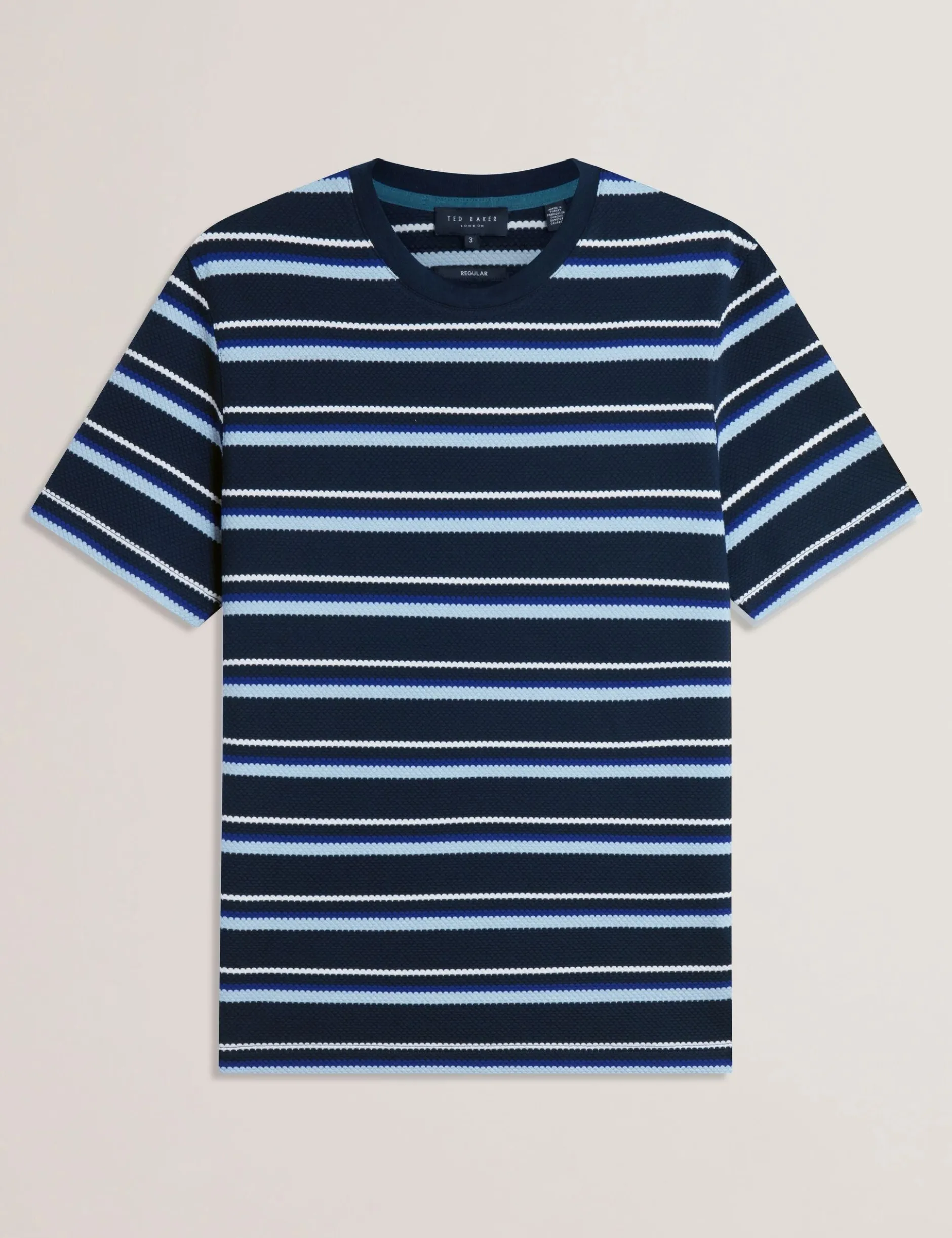 Kurzärmeliges, strukturiertes Streifen-T-Shirt