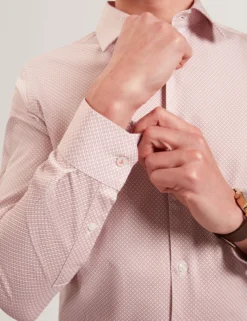 Langarm-Slim-Fit-Shirt mit Mikro-Geo-Print