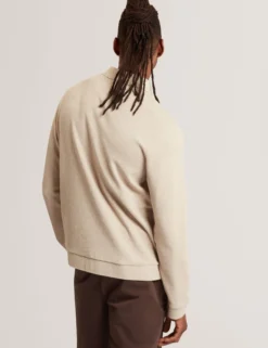 Langärmliges, strukturiertes Poloshirt mit Knopfleiste