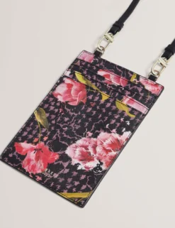 Lanyard mit Handy- und Kartenhalter mit Blumenmuster