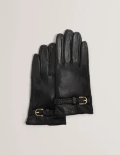 Lederhandschuhe mit Schnallenbündchen