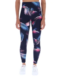 Leggings mit Federprint, schnelltrocknend, Laufleggings