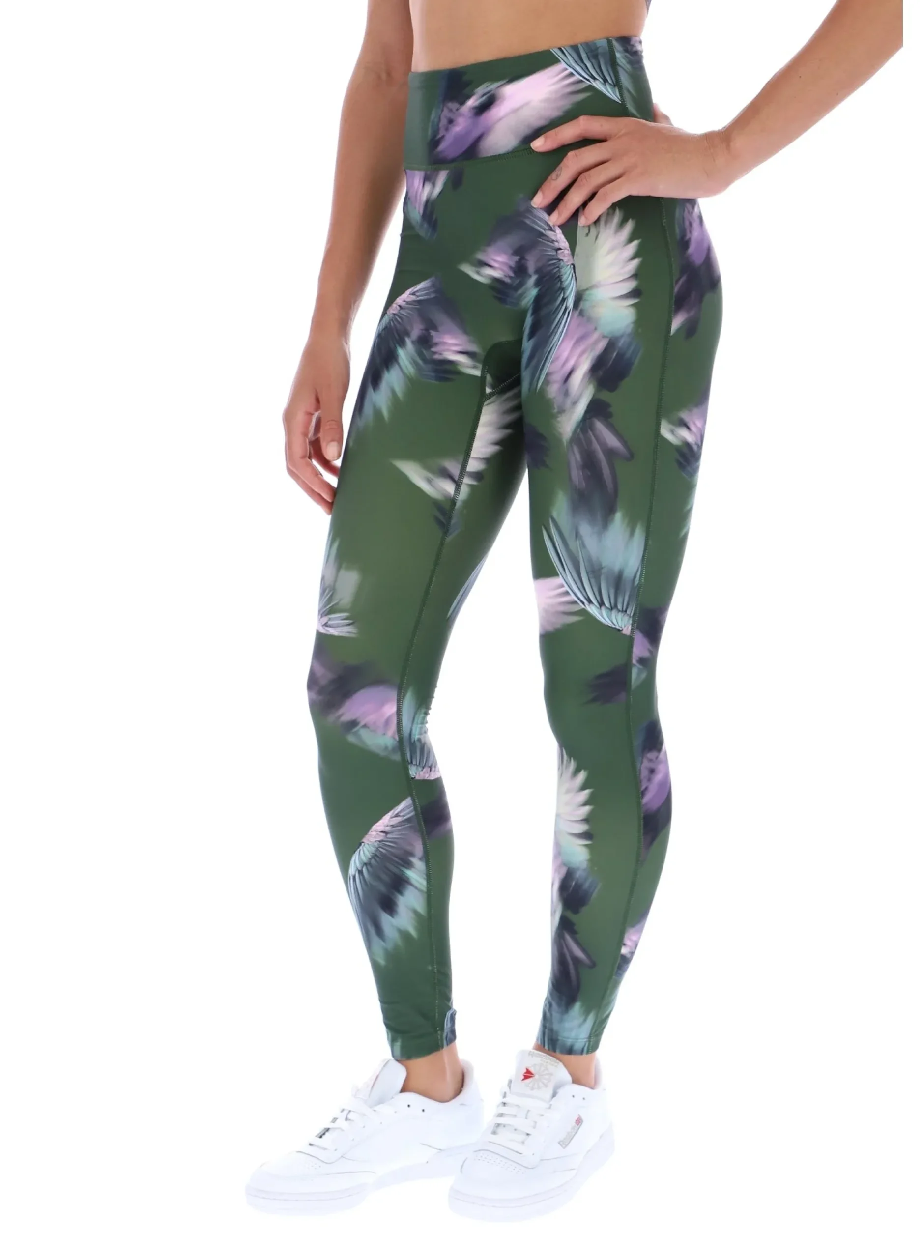 Leggings mit Federprint, schnelltrocknend, Laufleggings