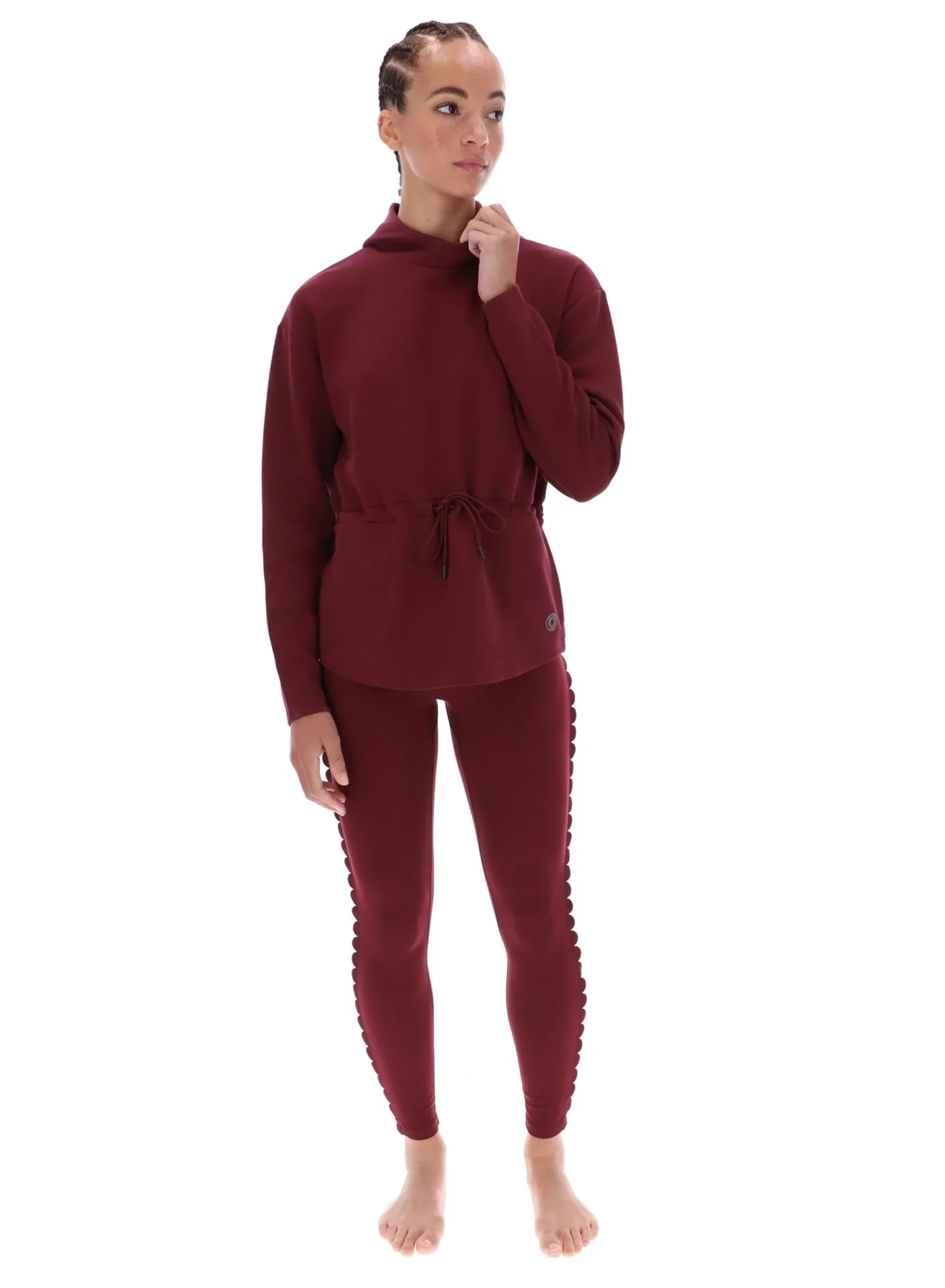Longline-Sport-Hoodie mit Kordelzug in der Taille