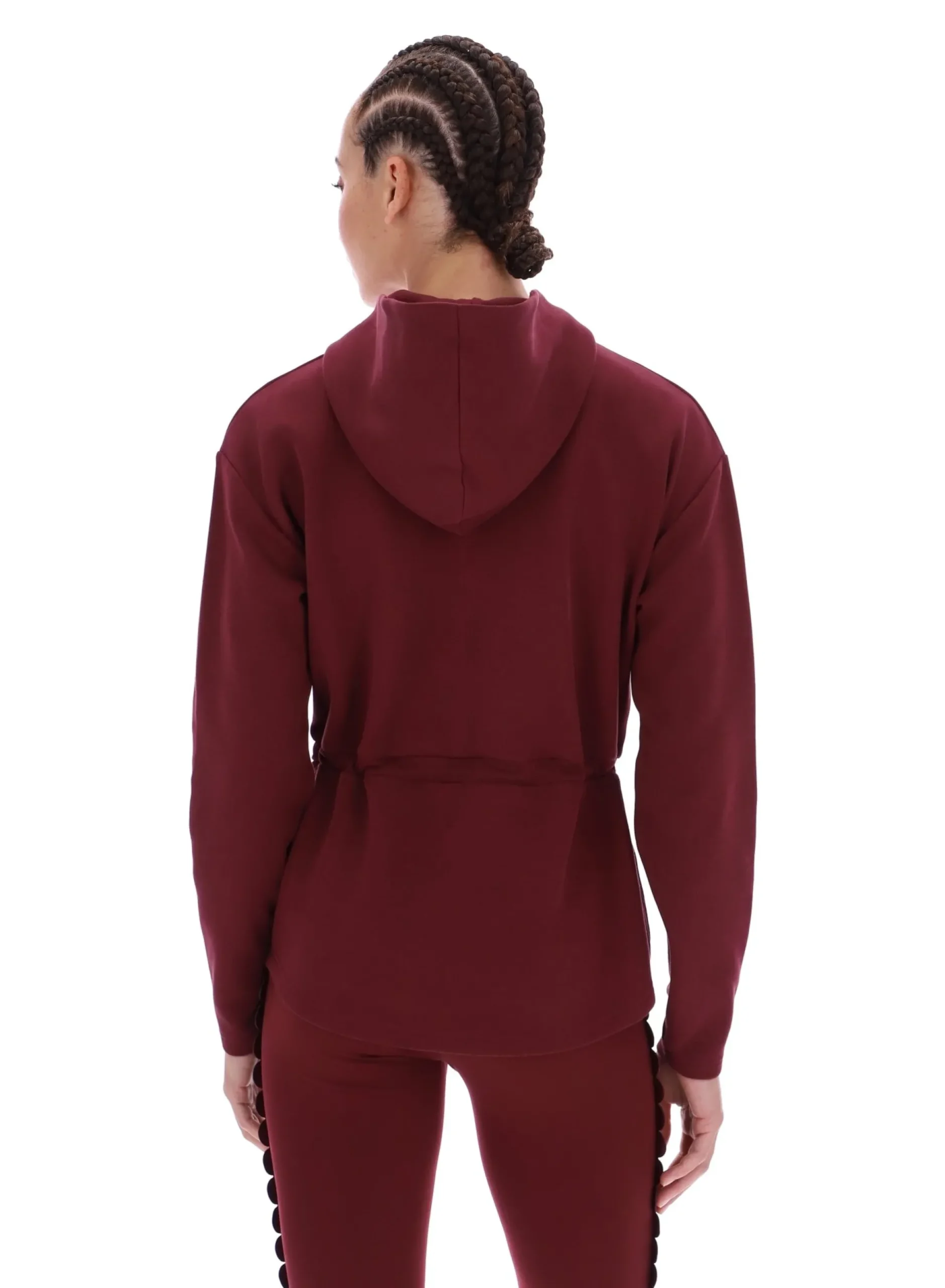 Longline-Sport-Hoodie mit Kordelzug in der Taille