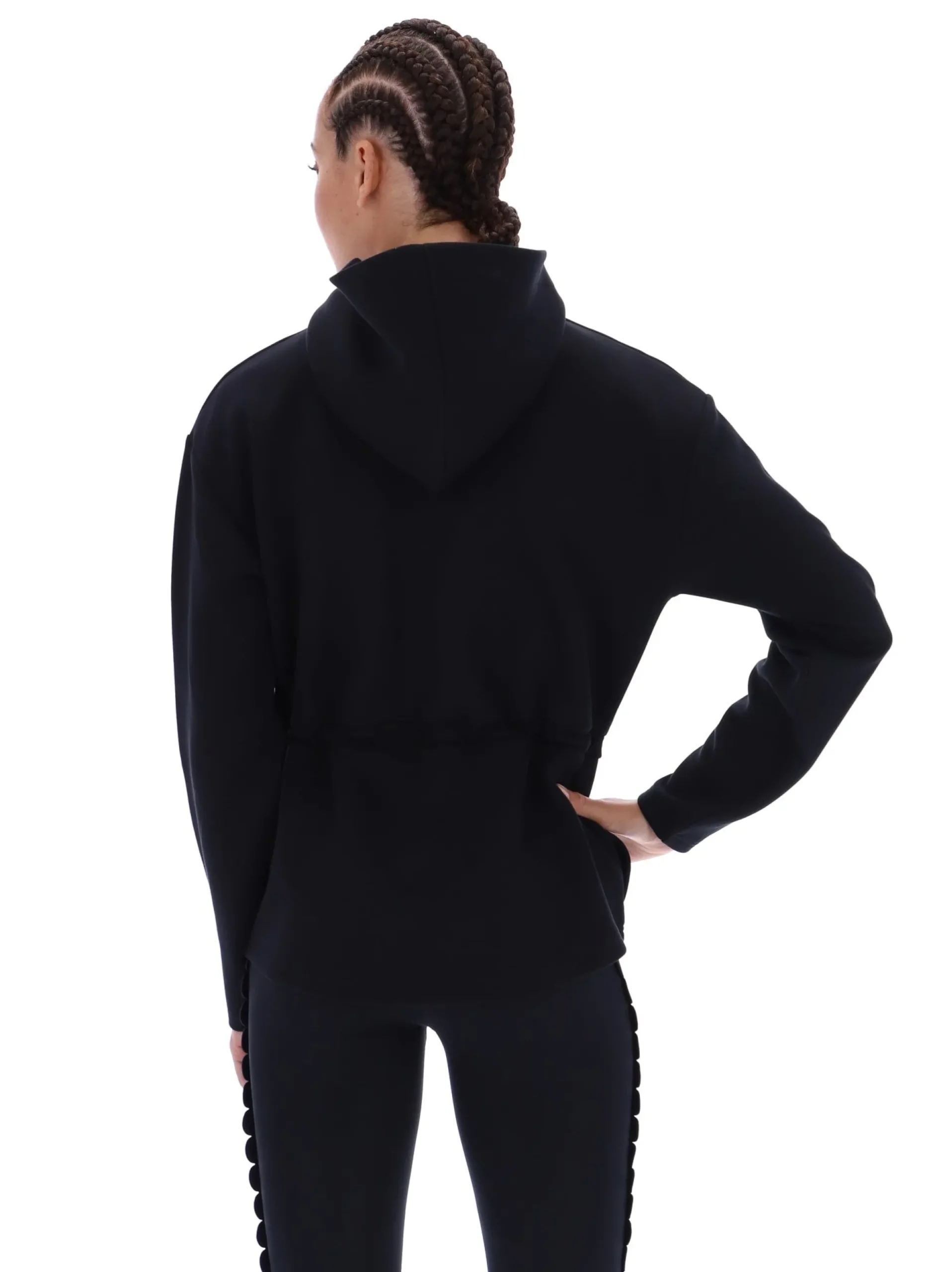 Longline-Sport-Hoodie mit Kordelzug in der Taille