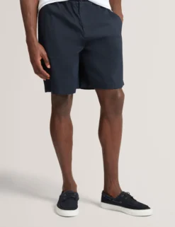 Lässige Shorts aus Leinenmischgewebe mit elastischem Bund