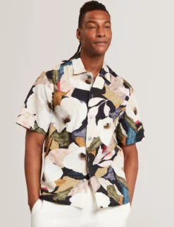 Lässiges Kurzarmhemd mit Gartenmuster