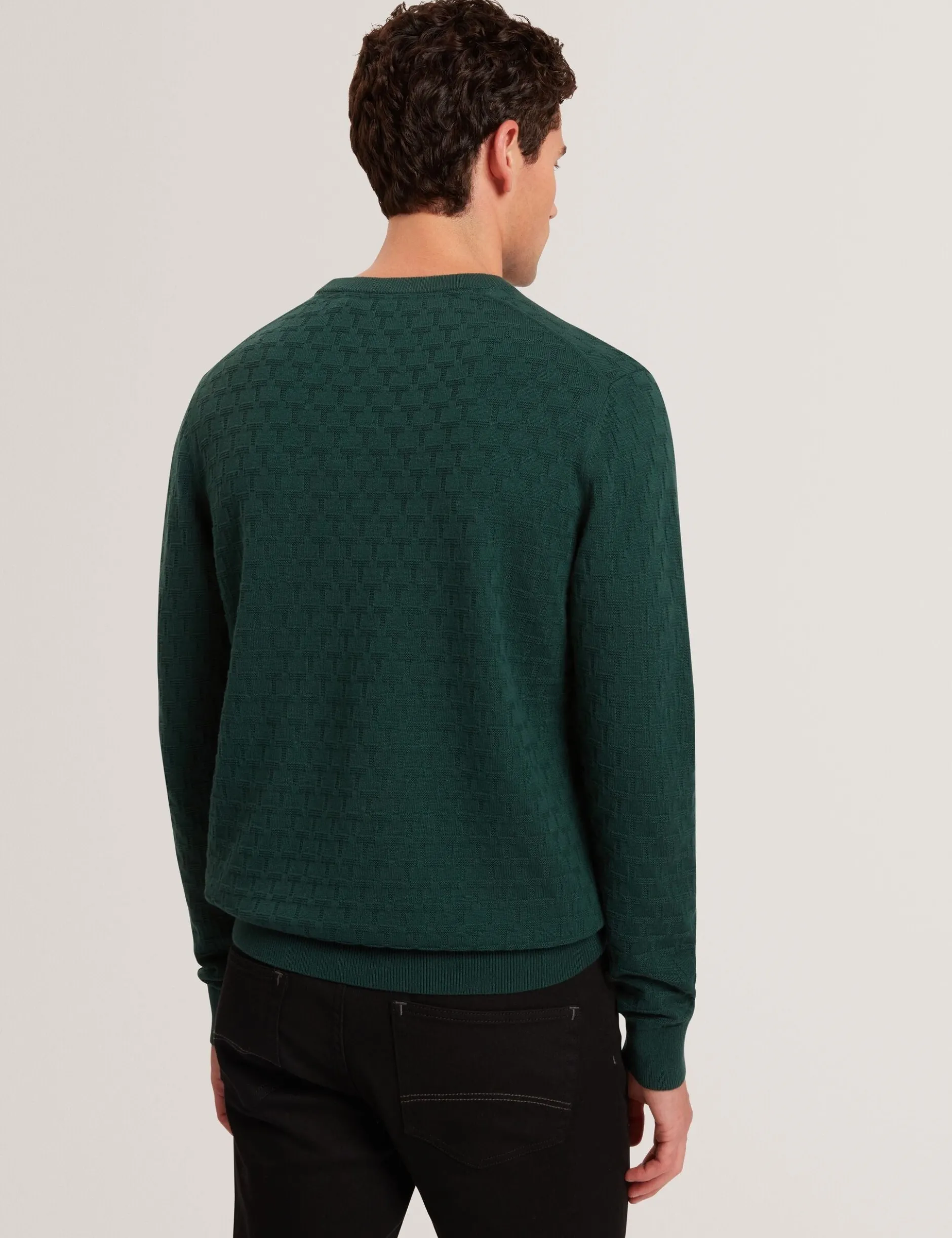Marken-Pullover mit Rundhalsausschnitt und Struktur