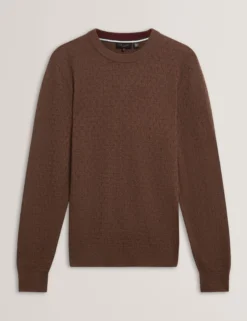 Marken-Pullover mit Rundhalsausschnitt und Struktur
