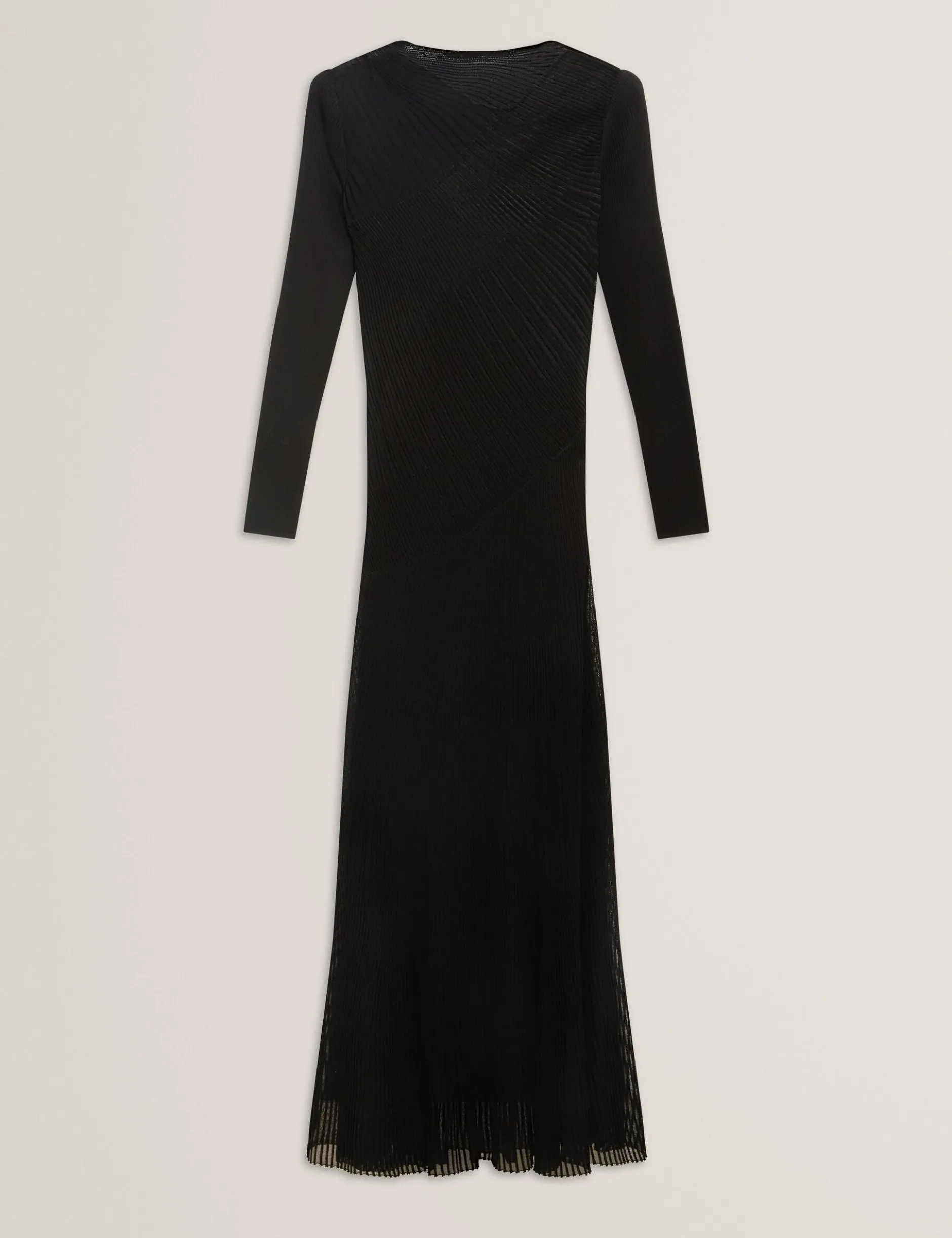 Maxikleid aus Strick mit transparenten Details und langen Ärmeln