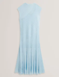 Midaxi-Kleid aus strukturiertem Strick mit transparenten Details