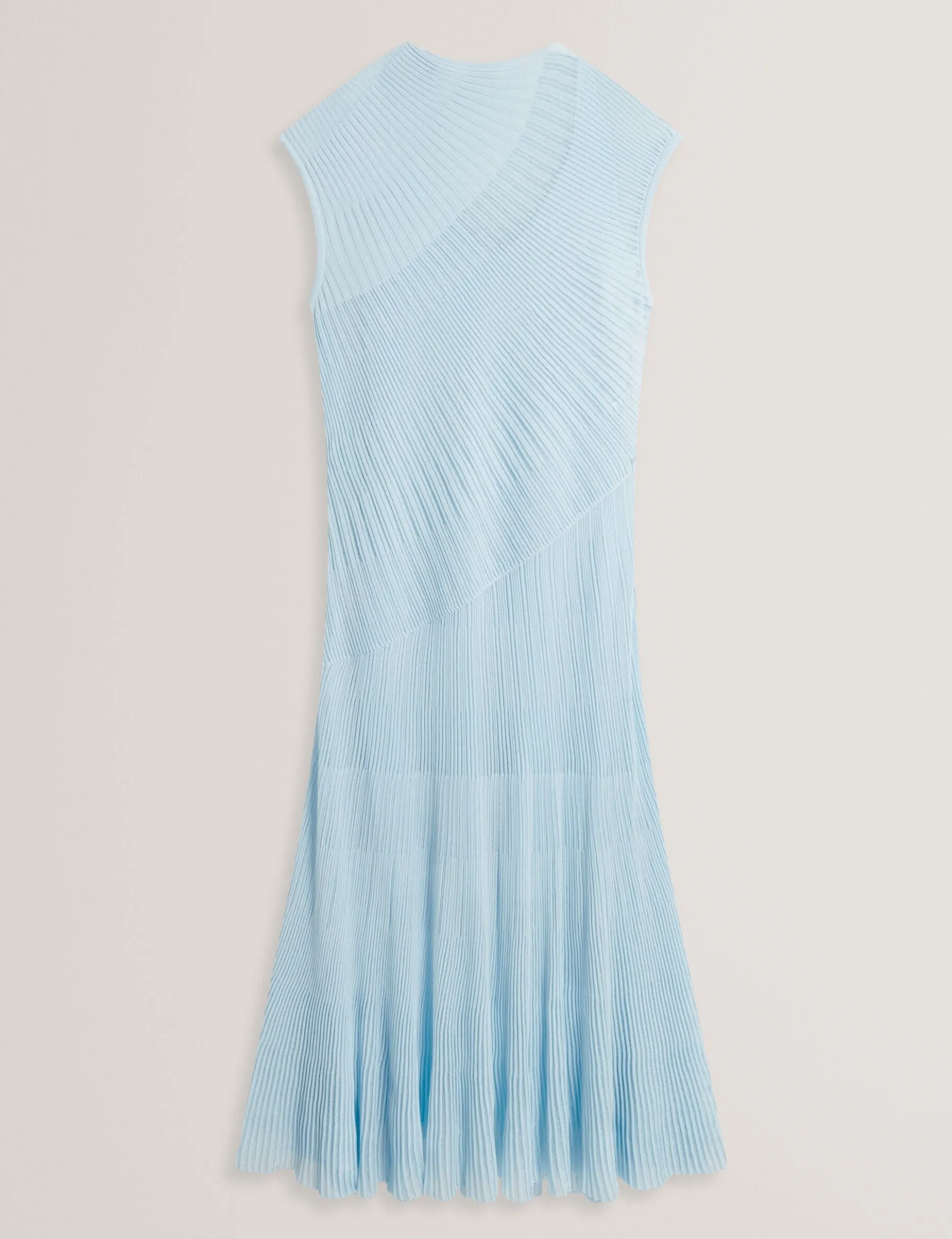 Midaxi-Kleid aus strukturiertem Strick mit transparenten Details