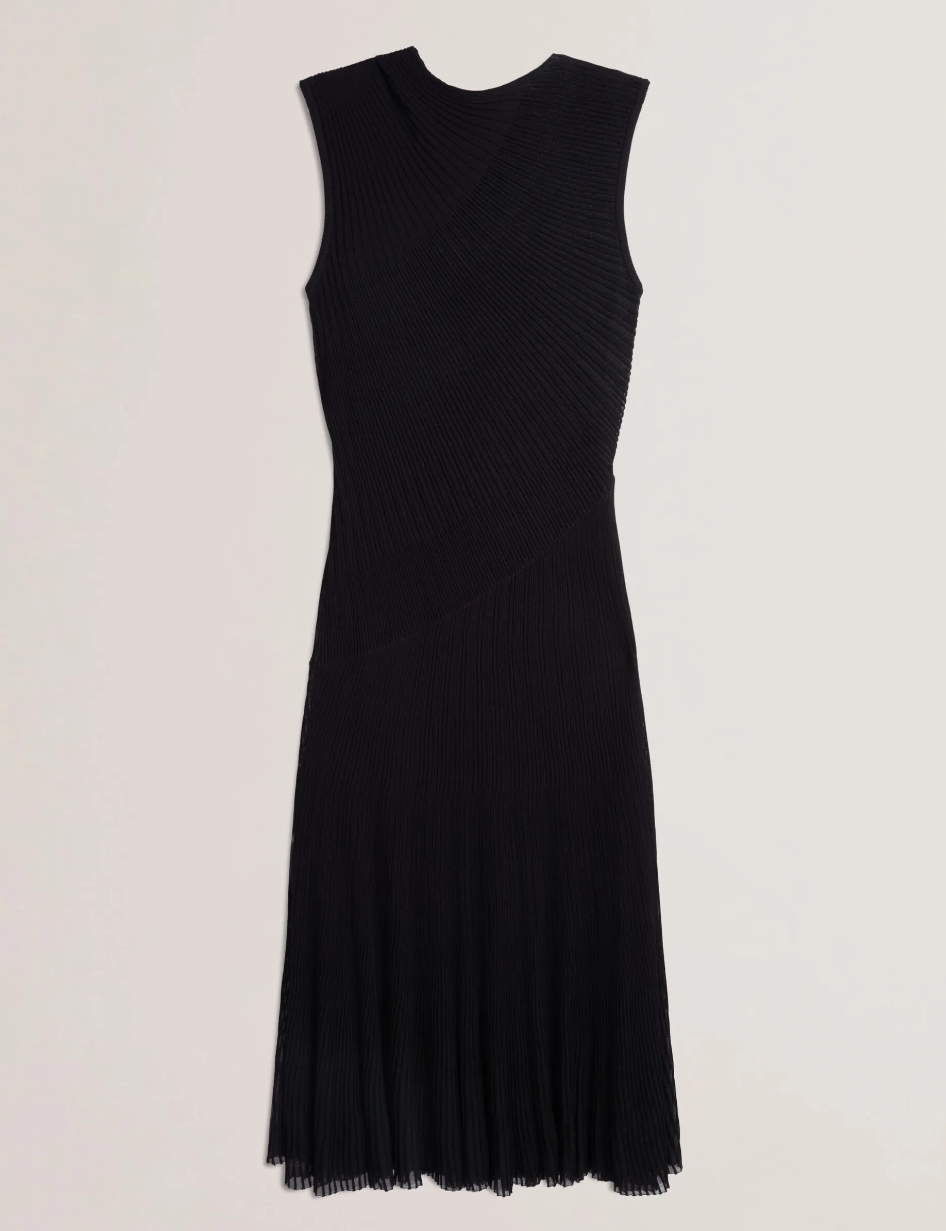 Midaxi-Kleid aus strukturiertem Strick mit transparenten Details