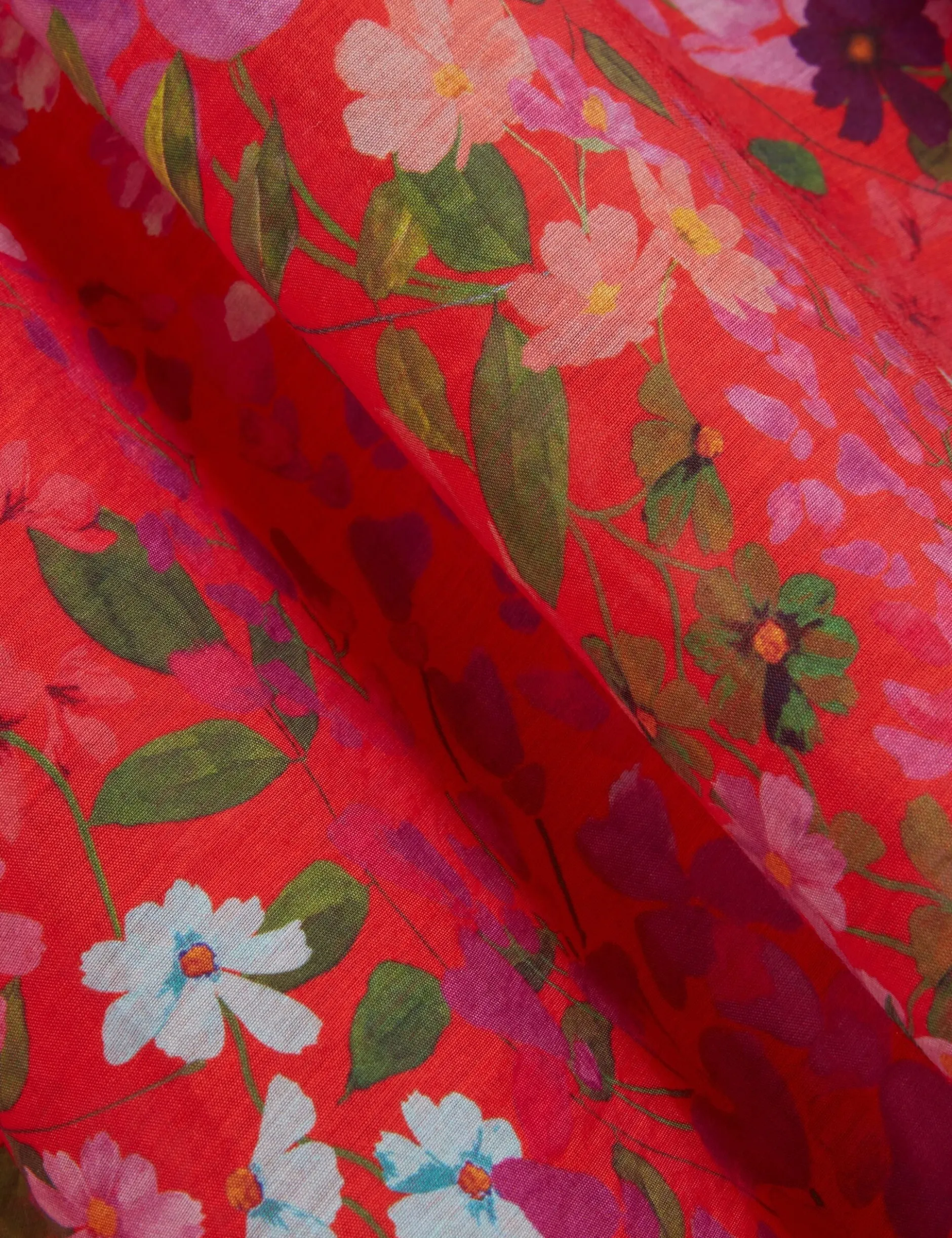 Midikleid mit Blütenmuster und Puffärmeln in A-Linie