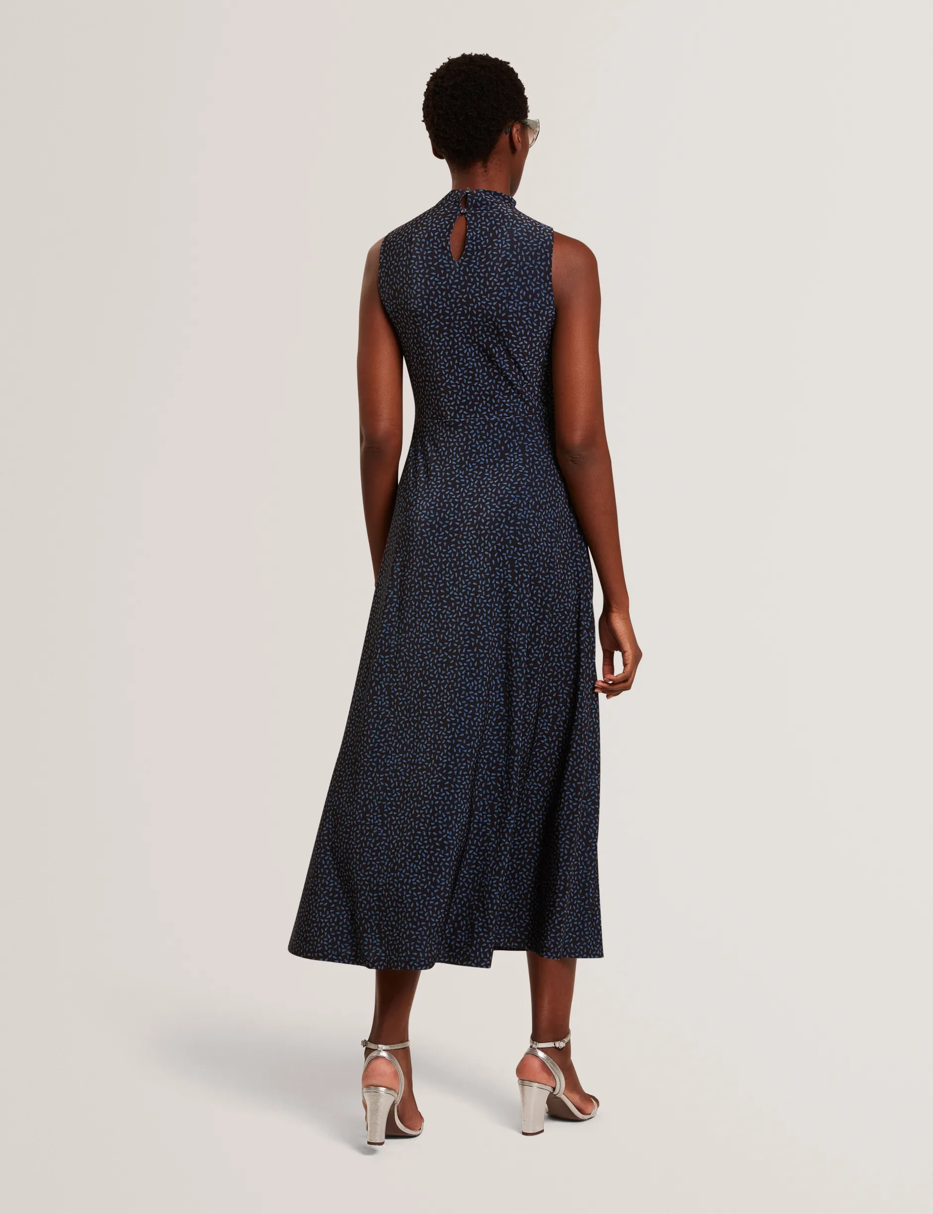 Midikleid mit gemustertem Minirock und Stehkragen, A-Linie,
