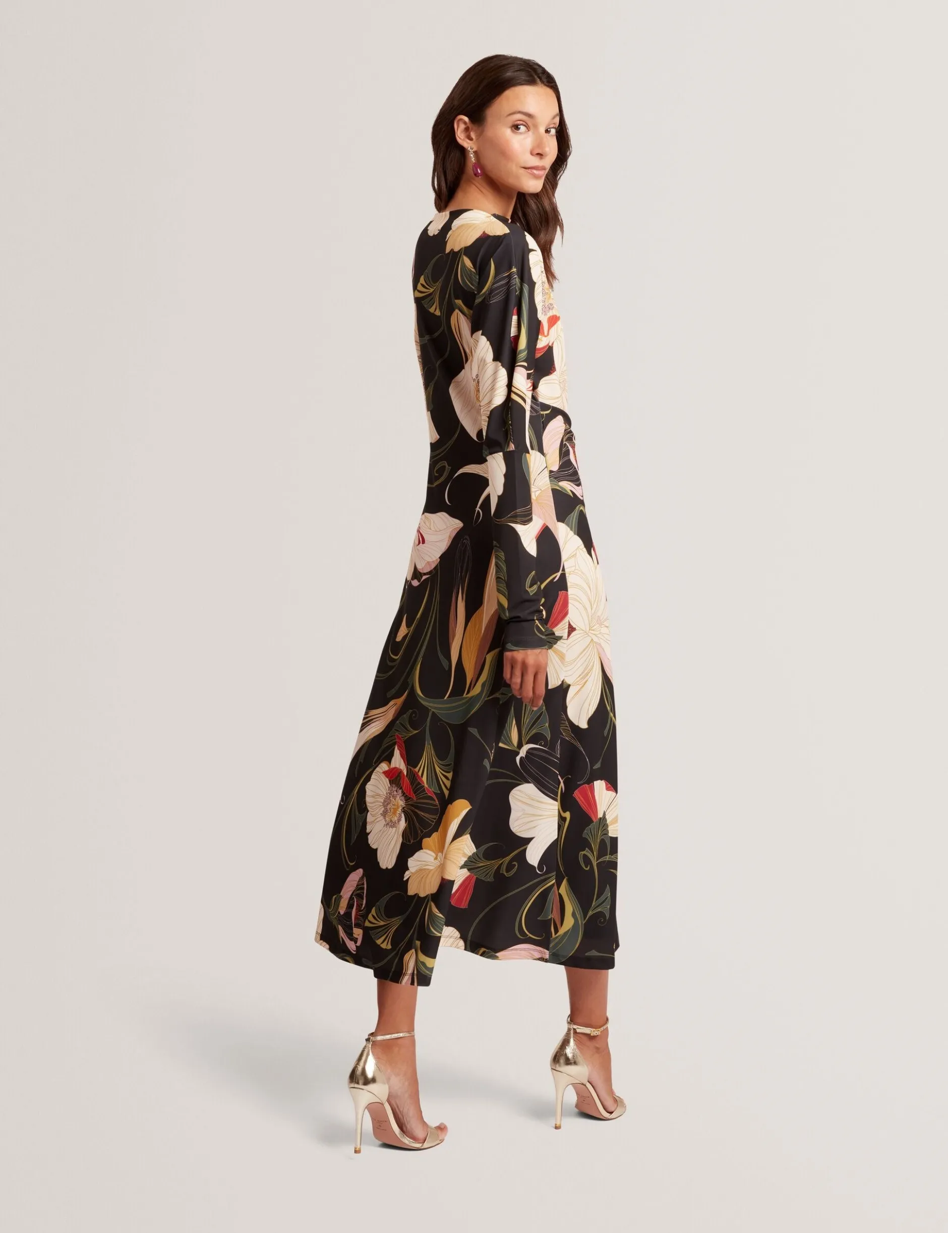 Midikleid mit Wickeloptik und Blumenmuster