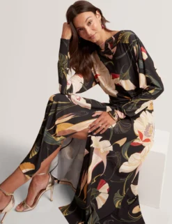 Midikleid mit Wickeloptik und Blumenmuster