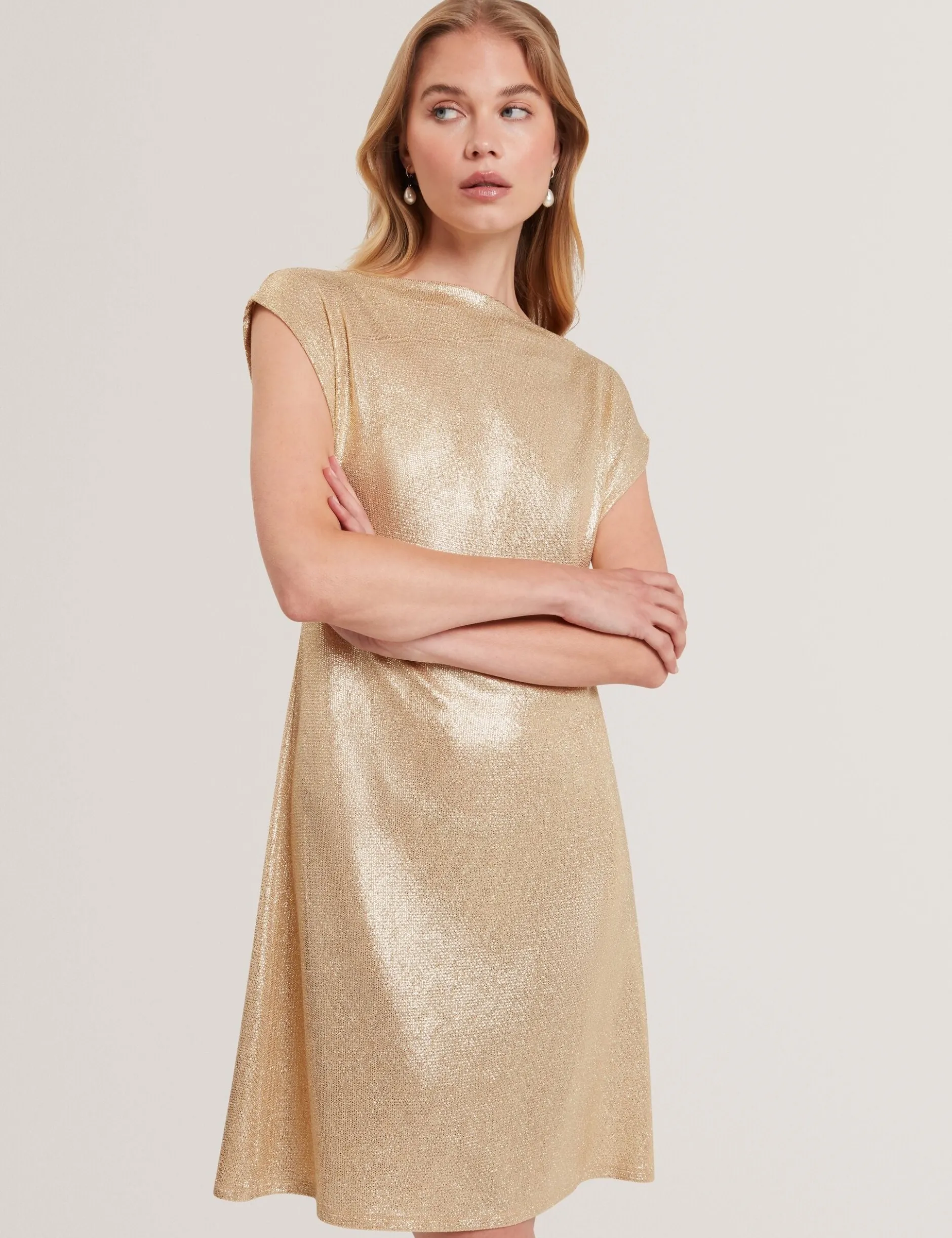 Minikleid aus Jersey mit Metallic-Webmuster