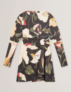 Minikleid mit Wickeloptik und Blumenmuster