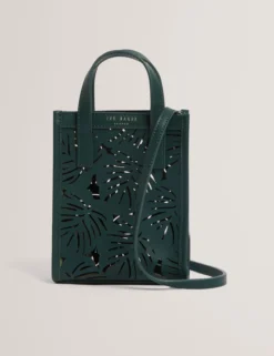 Mini-Ledertasche mit Blattausschnitt