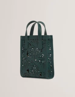 Mini-Ledertasche mit Blattausschnitt