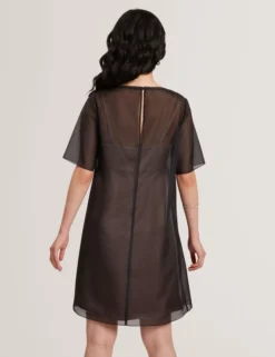 Mini-T-Shirt-Kleid aus Organza mit Blumenmuster