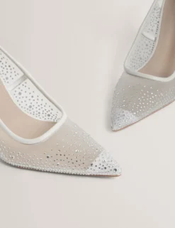 Mit Strass besetzte Stiletto-Pumps aus Mesh
